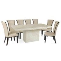 Crema 220cm Marble Dining Table with Alpine Chairs