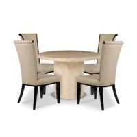 Crema Round Marble Dining Table with Alpine Chairs