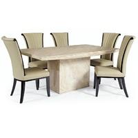 Crema 180cm Marble Dining Table with Alpine Chairs