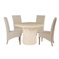 Crema Round Marble Dining Table with Cannes Chairs