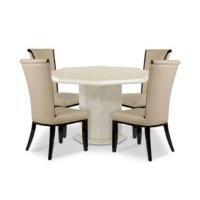 Crema Octagonal Marble Dining Table with Alpine Chairs
