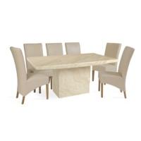 Crema 220cm Marble Dining Table with Cannes Chairs