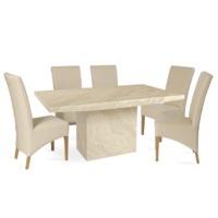 Crema 180cm Marble Dining Table with Cannes Chairs