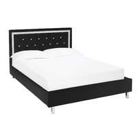 Crystalle Faux Leather Bed - Black - Double