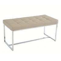 Croatia Dining Bench In Mink PU Leather With Chrome Legs