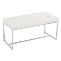Croatia Dining Bench In White PU Leather With Chrome Legs