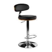 Crofton Bar Stool In Black Faux Leather With Chrome Base