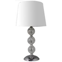 Cracked Clear Glass 3 Ball Table Lamp with A 8inch White Shade