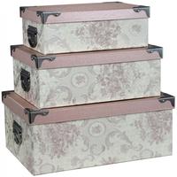 Cream and Pink Blossom Storage Boxes (Set of 3)