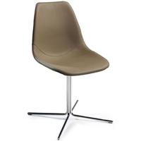 cross beige leather chair with chrome legs pair