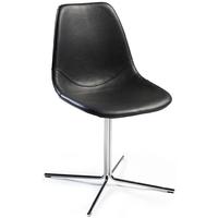 cross black leather chair with chrome legs pair