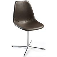 cross brown leather chair with chrome legs pair