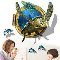 Creative 3D Sea Turtle Bathroom 3D Wall Stickers Fashion PVC Wall Decals