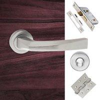 Crystal Forme Designer Bathroom Lever on Contempo Round Rose - Satin Chrome Handle Pack