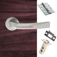 Crystal Forme Designer Fire Lever on Contempo Round Rose - Satin Chrome Handle Pack