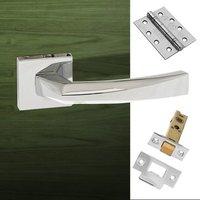 Crystal Forme Designer Fire Lever on Minimal Square Rose - Polished Chrome Handle Pack