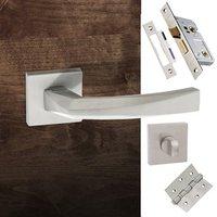 Crystal Forme Designer Bathroom Lever on Minimal Square Rose - Satin Chrome Handle Pack