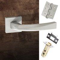 Crystal Forme Designer Lever on Minimal Square Rose - Satin Chrome Handle Pack