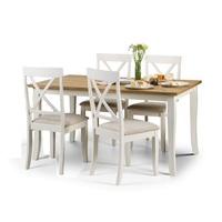 Cromley Dining Table Rectangular In Oak With 4 Dining Chairs