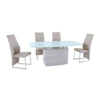 Crystal White Glass Top Dining Table With 6 Crystal Dining Chair