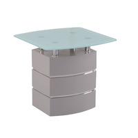 Crystal White Glass Top End Table With High Gloss Base