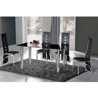 Crystal Glass Dining Set With 6 Miller Black Design Chairs