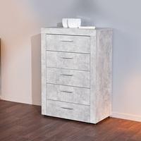 croagh chest of drawers in light grey with 5 drawers