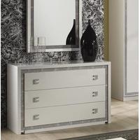 Crystal Chest Of Drawers In White Gloss With Rhinestones