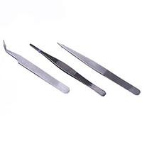 Crab Kingdom Stainless Steel Tweezers Tweezers Three-piece Model DIY Electronic Tweezers Tweezers Elbow Straight Head