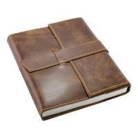 Creoly Handmade Brown Leather Refillable Journal (16 x 20 cm) (Brown Journal)