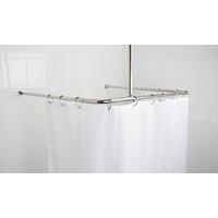 Croydex Superline Stainless Steel Modular Shower Rod Kit with Ceiling Support and Curtain Rings Can Be Fitted L-Shaped, Large L-Shaped, U-Shaped or St