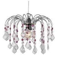 Crystal Effect Pendant Shade with Clear and Purple Acrylic Crystals