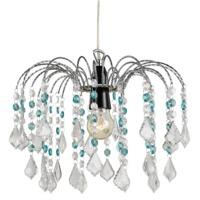 Crystal Effect Easy Fit Pendant Shade with Transparent and Teal Acrylic Droplets