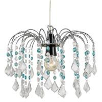 crystal effect easy fit pendant shade with transparent and teal acryli ...