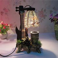 Creative Wood The Violin with Pen Container Decoration Desk Lamp Bedroom Lamp Gift for Kid