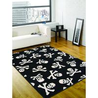 cross bones black rug majorca 120x160