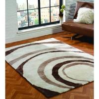 Cream & Beige Swirl Modern Shag Rug Corfu 80X150