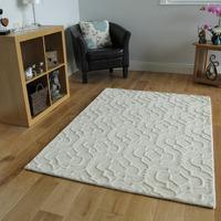 Cream Modern Trelis Wool Rugs - Athena - 80x150cm (2ft 6\
