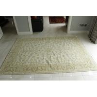 Cream Hand Made Oriental Tonal Wool Rug