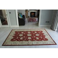 Cream & Red Oriental Ziegler Wool Rug