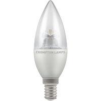 Crompton clear 6.5W LED Dimmable Candle 37mm SES Warm White 470LM - 4603