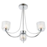 Cromwell Square Cut Glass Chrome Effect 3 Lamp Ceiling Light