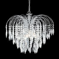 Crystal 5 Lamp Waterfall Chrome Finish Chandelier Ceiling Light