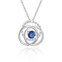 Cremation Jewelry 925 sterling silver Geometric Flower with Colorful Zircon Pendant Necklace for Women