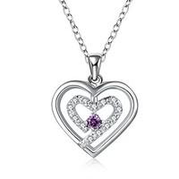 Cremation Jewelry 925 sterling silver Double Heart with Colorful Zircon Pendant Necklace for Women