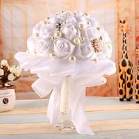 Crystal Pearls Silk Flowers Handmade Rose Wedding Flower Bridal Bouquet Brooch