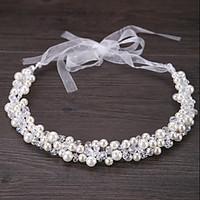 Crystal Imitation Pearl Headpiece-Wedding Special Occasion Outdoor Tiaras Headbands Flowers Head Chain 1 Piece for Wedding Bride