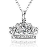 Cremation Jewelry 925 sterling silver Imperial Crown with Zircon Pendant Necklace for Women