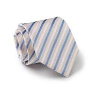 Cream And Blue Multi-Stripe Silk Tie - Savile Row