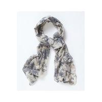 Cream & Grey Painterly Floral Print Scarf